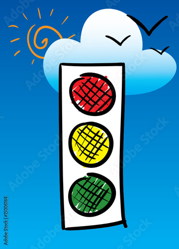 Traffic-light. Sketch simulation. Vector illustration.