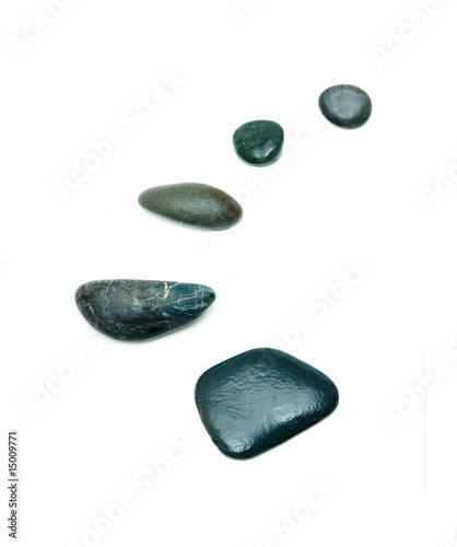 Five pebbles in row