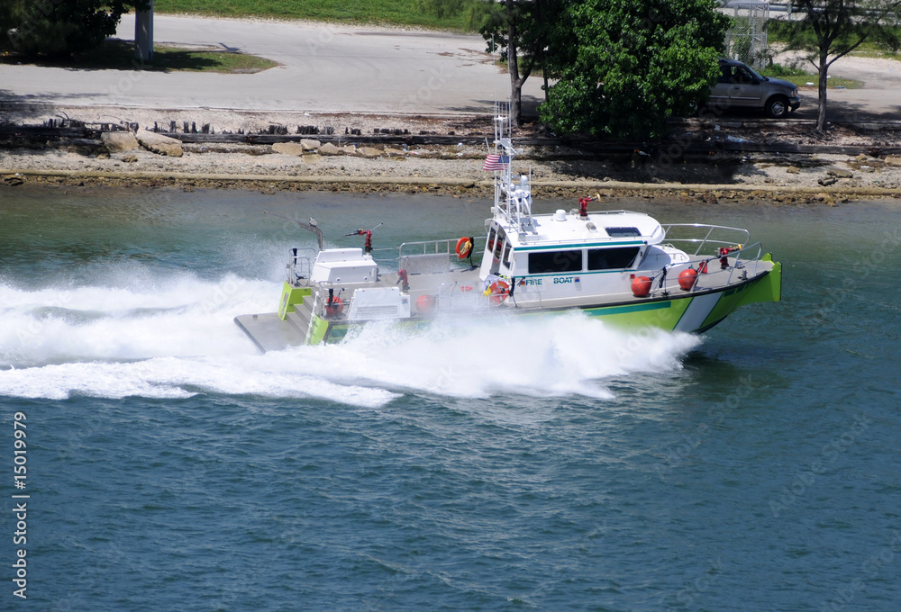 Fototapeta premium Fire department boat
