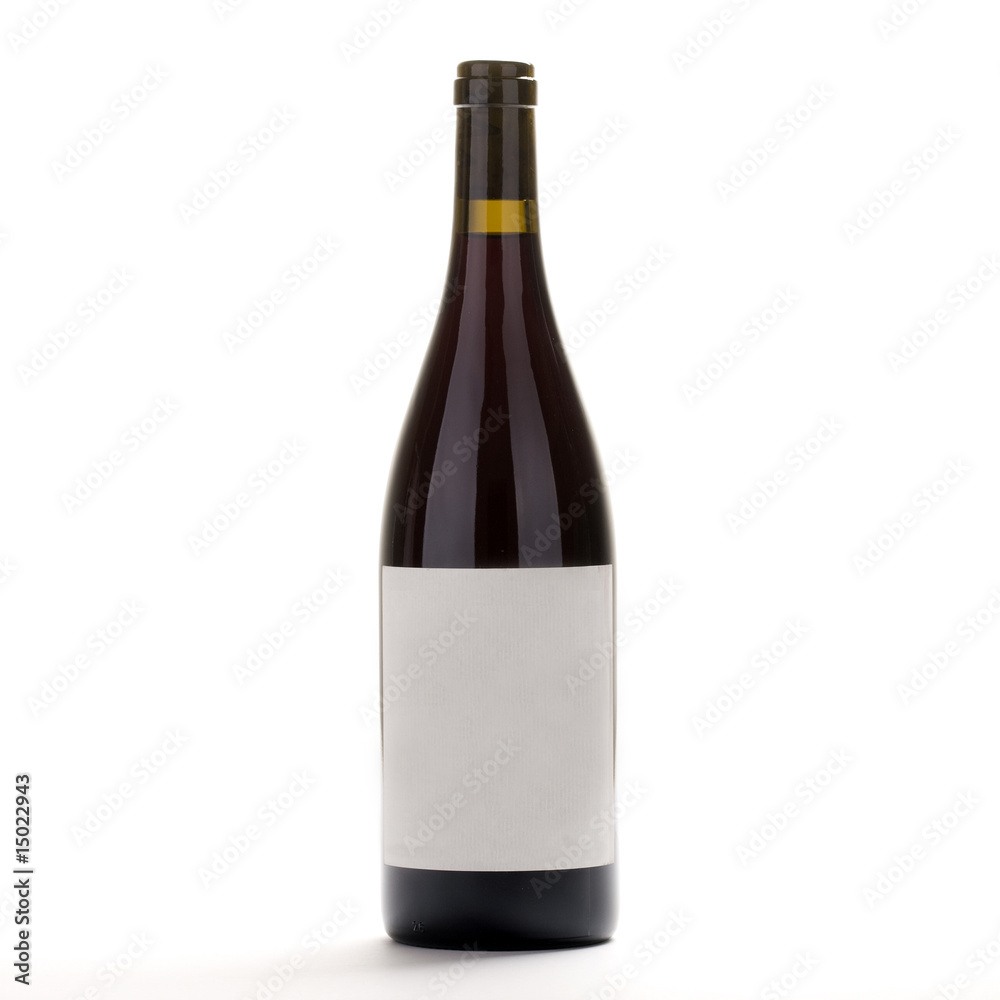 red wine bottle with blank label