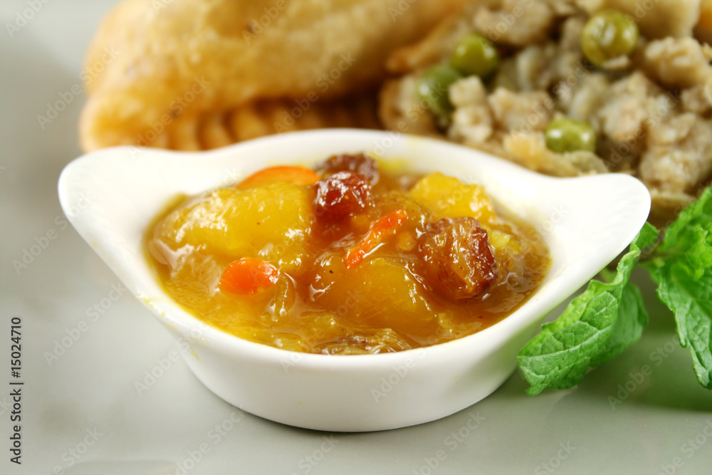 Mango Chutney With Samosa