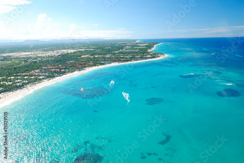 Caribbean beach aerial view