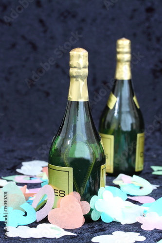 champagne bubbles and confetti
