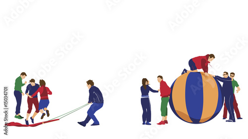 illustration of corporate team building event