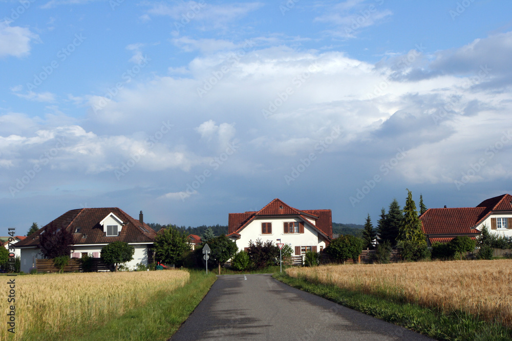 Village under sky