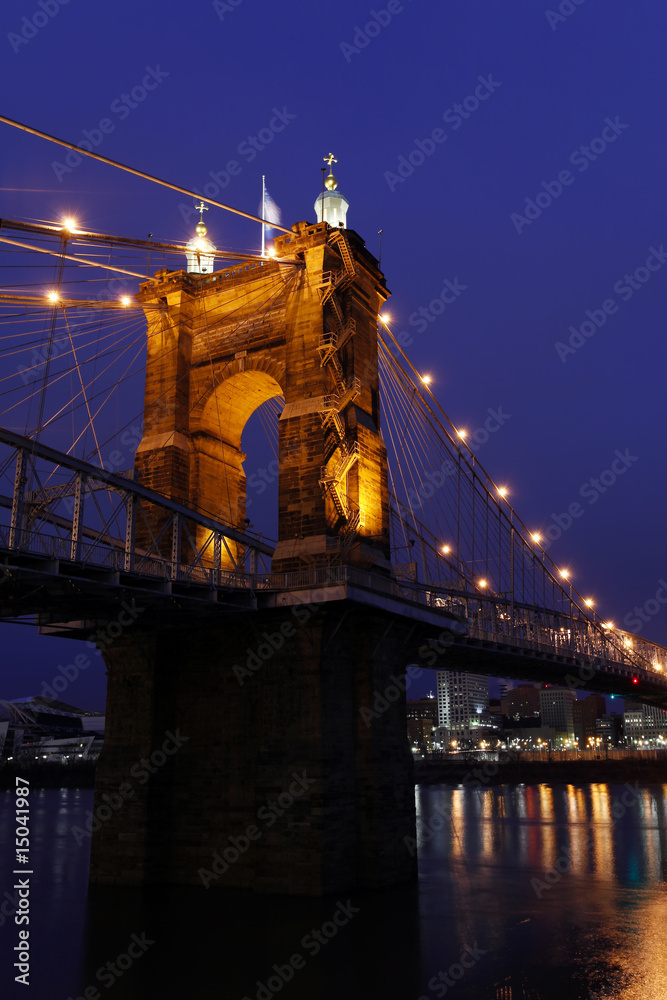 The John A. Roebling Suspension Bridge in Cincinnati.