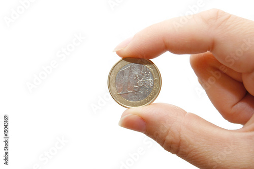 An Isolated image of Euro Coin in a hand