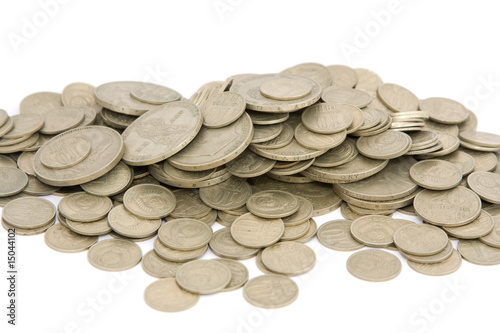 Coins on white background