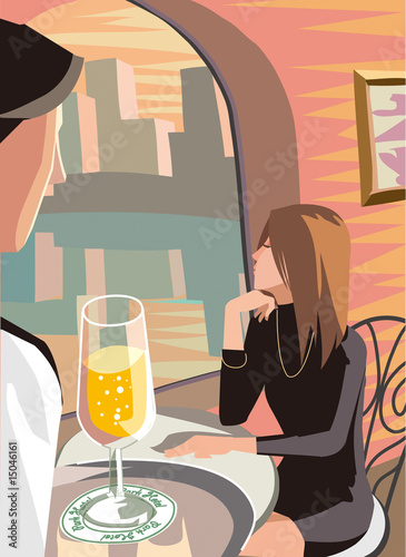 レストランと女性