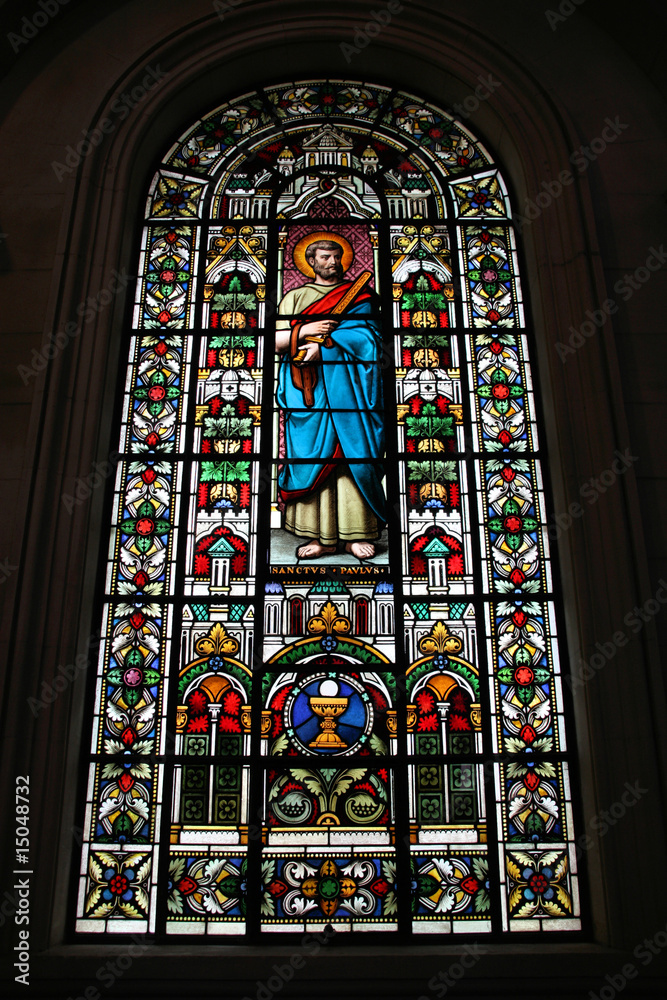 Saint Paul on stained glass in Christchurch