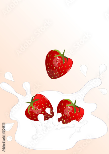 erdbeeren und milch illustration