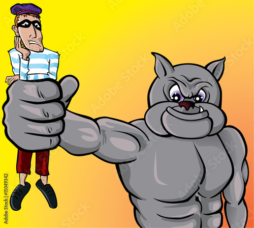 Beware with the dog, thief!