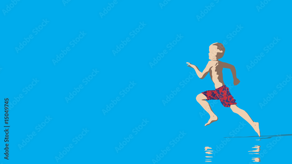 illustration of young boy running