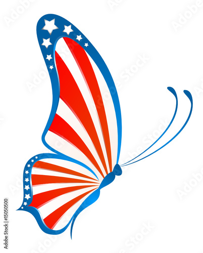 The beautiful butterfly in the form of a flag of the USA