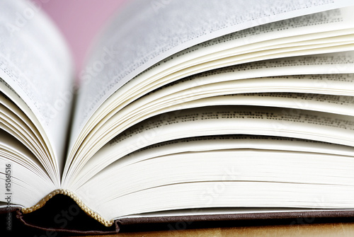 Close up photo of a open book photo