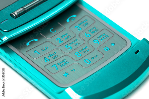 close-up of mobile phone over white background(shallow DOF)