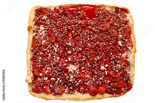 Pie from strawberry and cranberry on white background