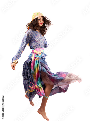 Canvas Print Ethnic gipsy lady in colorful dress