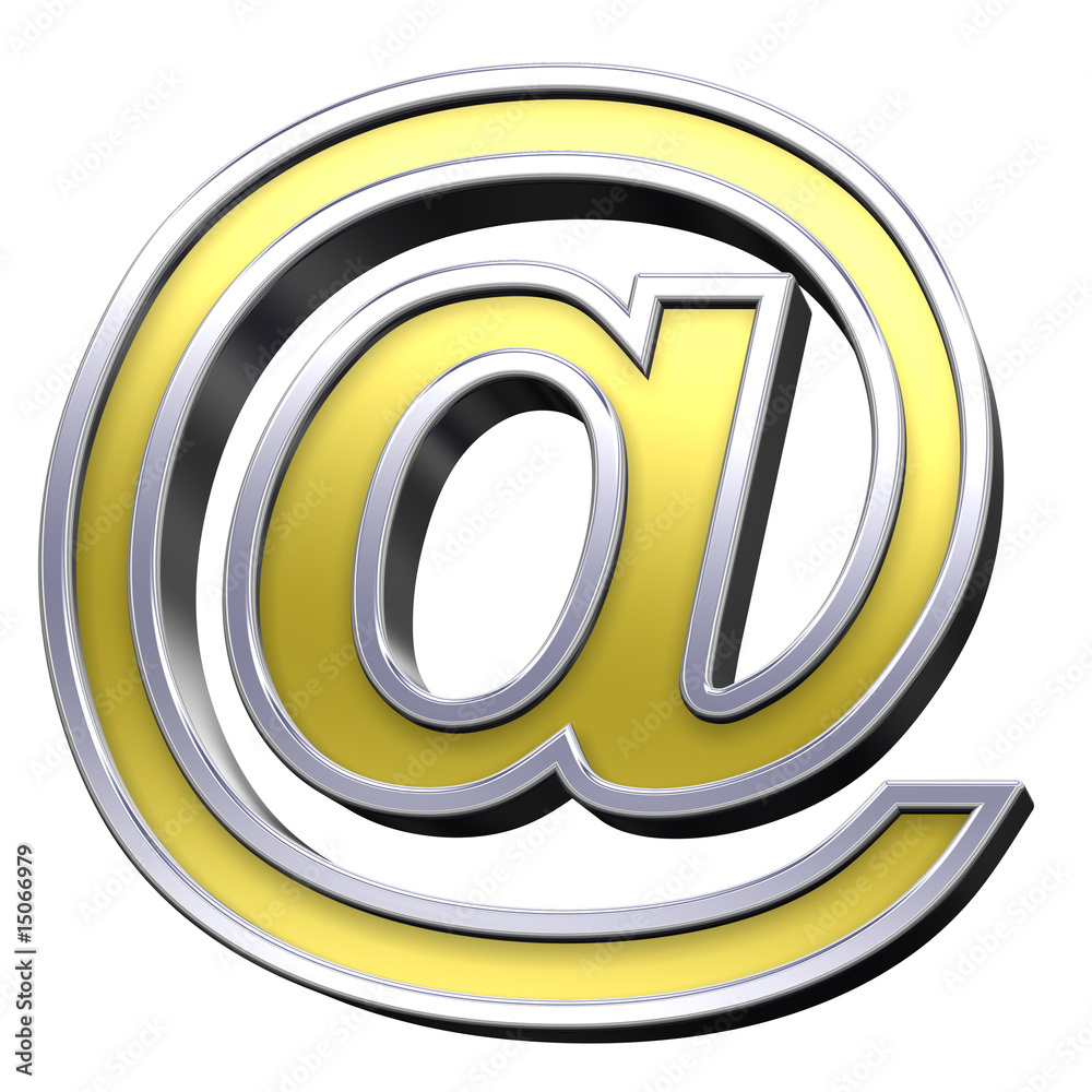 Fototapeta premium Mail sign from gold with chrome frame alphabet set