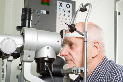 Older man having eye examination