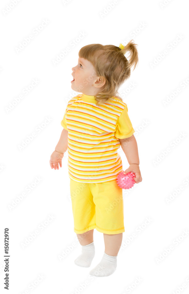 Small smiling girl with toy ball