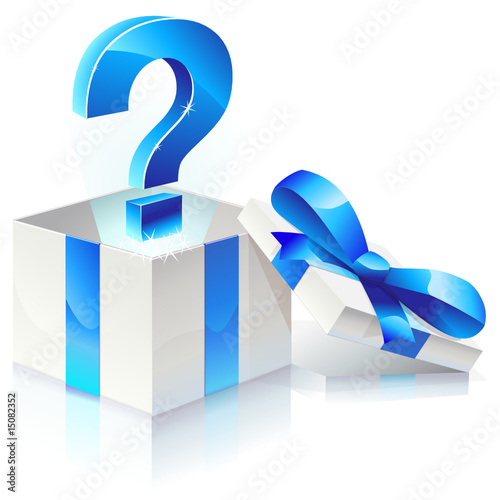 Cadeau mystère au ruban bleu (reflet)