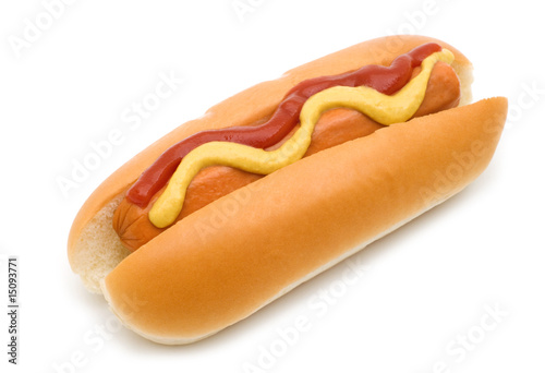 Photographie Hot-dog à la moutarde et au ketchup
