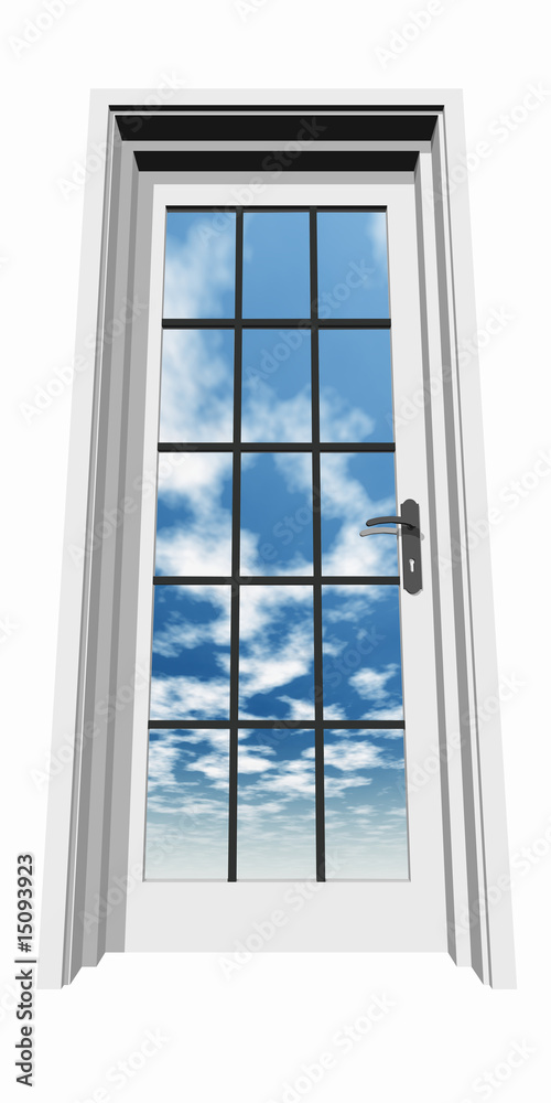 high resolution 3D closed door, isolated , over a natural sky high resolution 3D closed door, isolated , over a natural sky