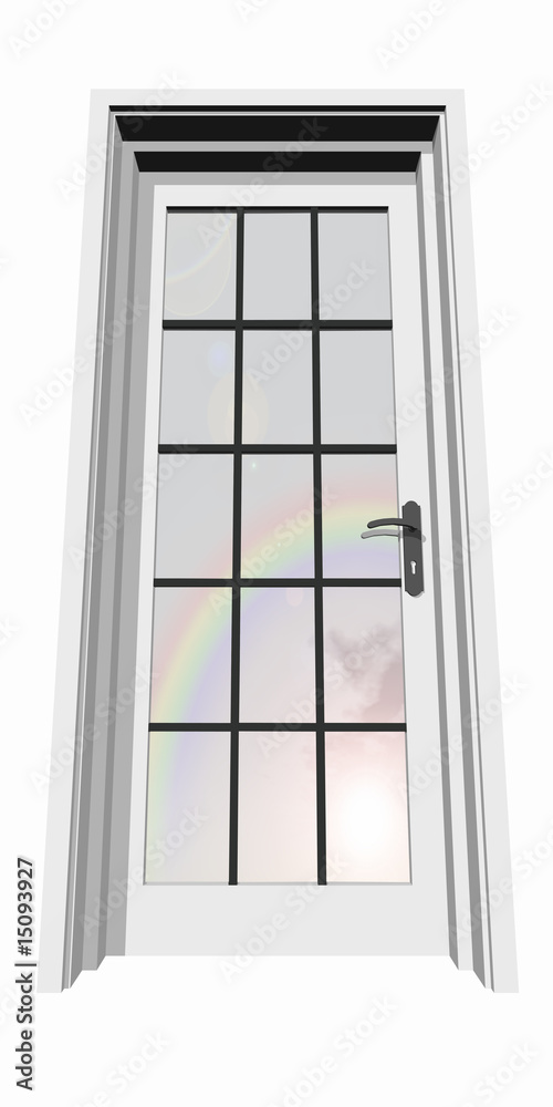 high resolution 3D closed door over a natural sky high resolution 3D closed door over a natural sky