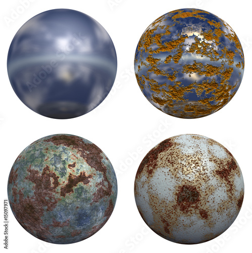 Wallpaper Mural 3d rusted steel spheres set or collection isolated Torontodigital.ca