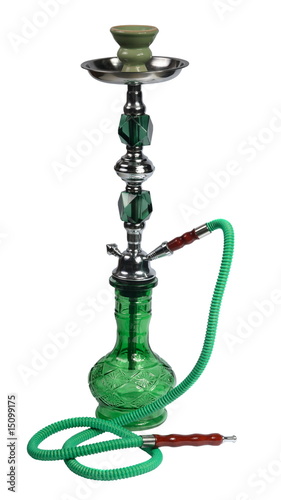 green Hookah on a white background. (isolated)