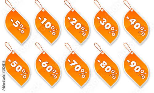 Multicolors labels with reduction in price