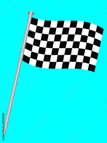 Single chequered flag for the winner on a blue background