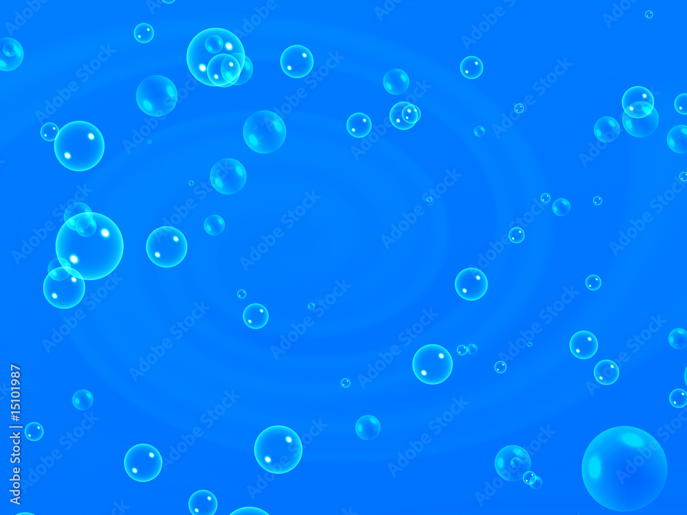 Abstract blue background with 3d bubbles