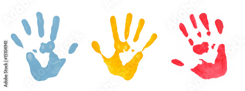 Colorful Hand Prints on White