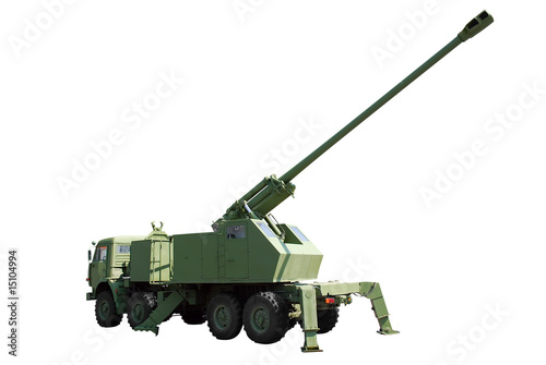 long range self-propelled howitzer isolated