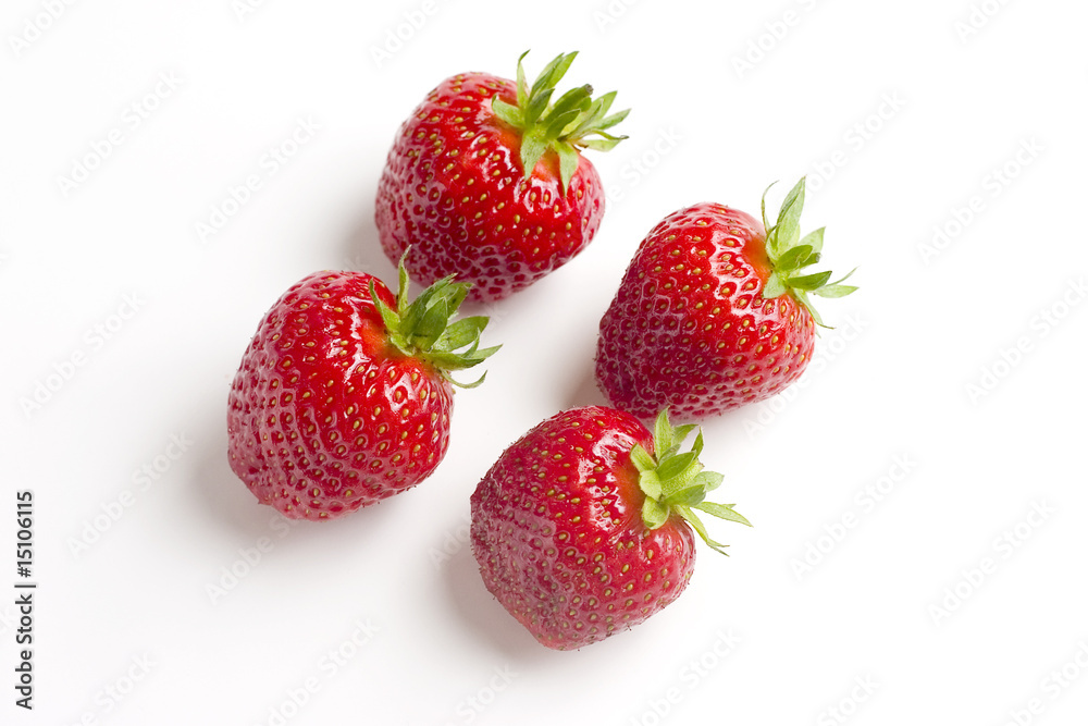 Four strawberry on white Four strawberry on white