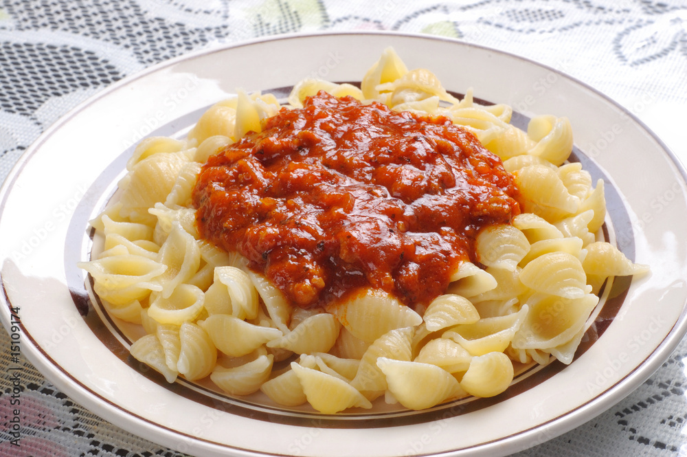 pasta small shell with bolognese sauce Stock Photo Adobe Stock