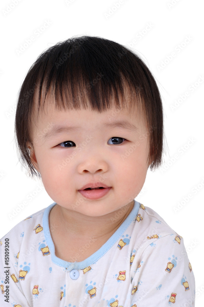 cute Asian chinese baby girl with white background cute Asian chinese baby girl with white background