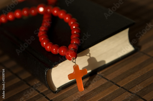 Bible with red  cross