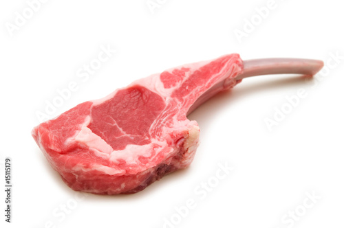 raw lamb meat on white background