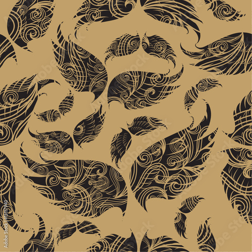 Seamless pattern with ornated wings