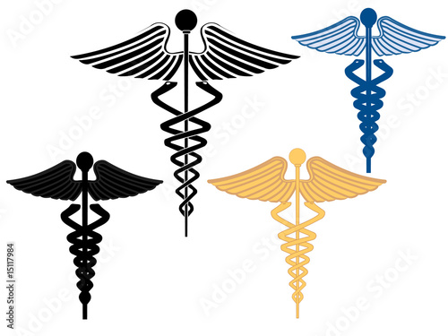 Four caduceus symbols