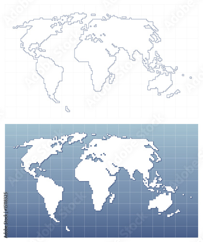 Fototapeta Naklejka Na Ścianę i Meble -  Pixelated world map in vector format