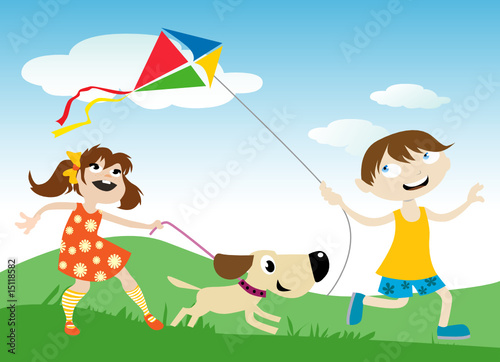 children with kite