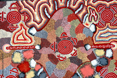 Australian Aboriginal Art with map representation