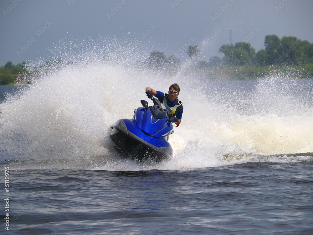 Man on Wave Runner on the water