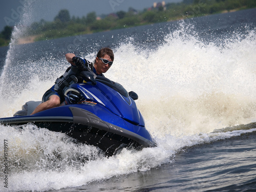 Man on WaveRunner turns left