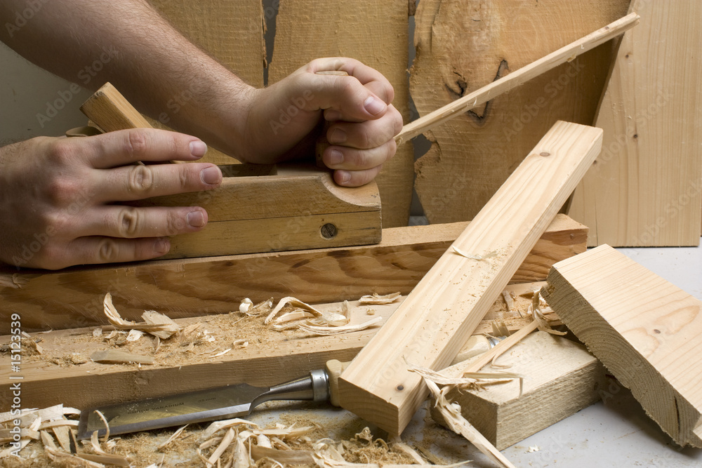 Joinery workshop with wood tools Joinery workshop with wood tools