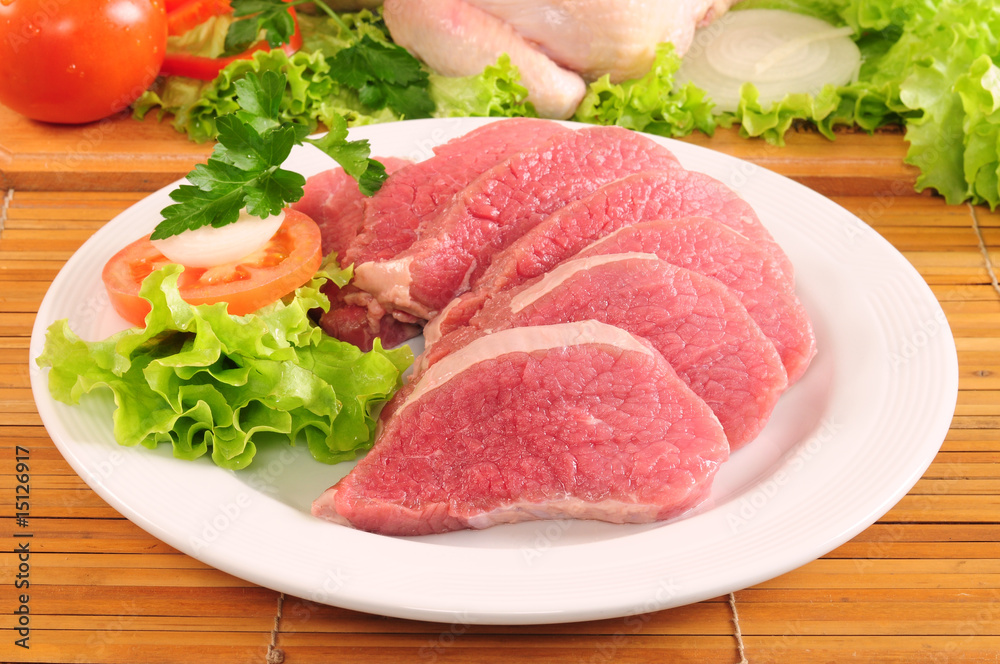 Raw meat. Raw meat.